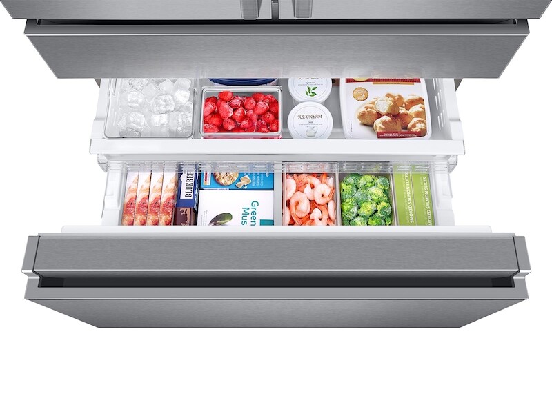 23 cu. ft. Counter Depth 4-Door French Door Refrigerator with Polygon Handles in Stainless Steel RF23M8090SG