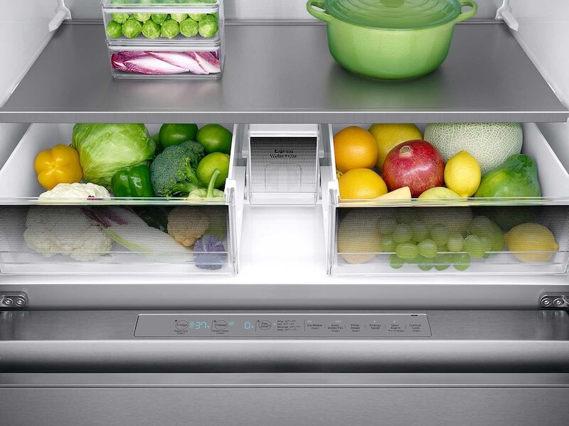 23 cu. ft. Counter Depth 4-Door French Door Refrigerator with Polygon Handles in Stainless Steel RF23M8090SG