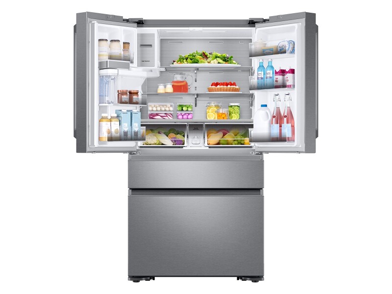 23 cu. ft. Counter Depth 4-Door French Door Refrigerator with Polygon Handles in Stainless Steel RF23M8090SR