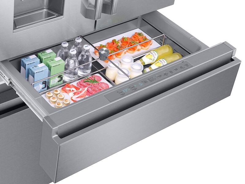 23 cu. ft. Counter Depth 4-Door French Door Refrigerator with Polygon Handles in Stainless Steel RF23M8090SR