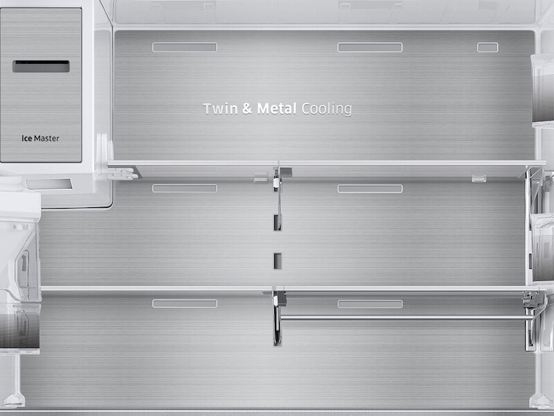 23 cu. ft. Counter Depth 4-Door French Door Refrigerator with Polygon Handles in Stainless Steel RF23M8090SR