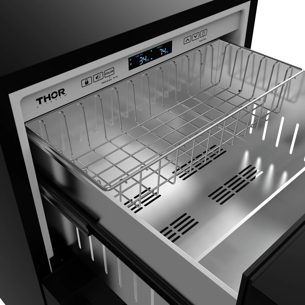 24 Inch Undercounter Built-in Or Freestanding Drawer Refrigerator Black Gordon Ramsay Series RF24UB