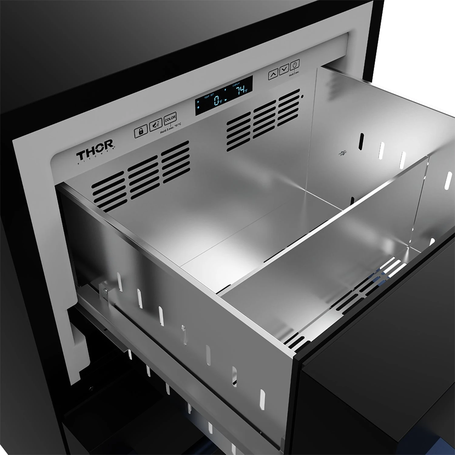 24" Undercounter Built-in Or Freestanding Drawer Refrigerator Black/blue Gordon Ramsay Series RF24UBBLU