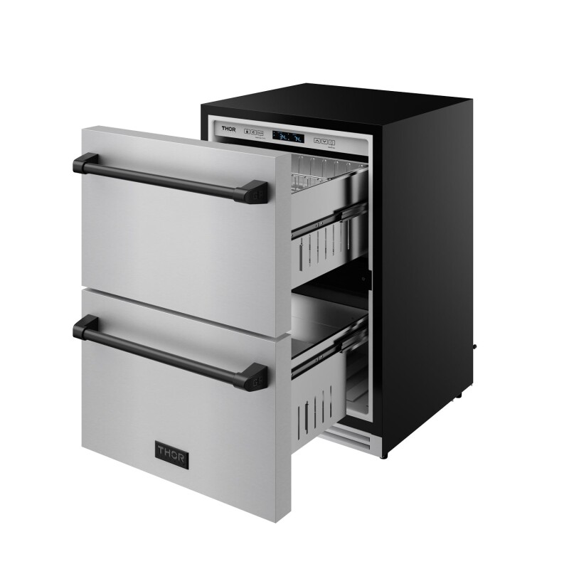 24 Inch Undercounter Built-in Or Freestanding Drawer Refrigerator Stainless Steel/black Gordon Ramsay Series RF24UBLK