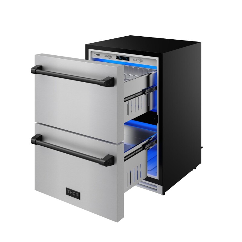 24 Inch Undercounter Built-in Or Freestanding Drawer Refrigerator Stainless Steel/black Gordon Ramsay Series RF24UBLK