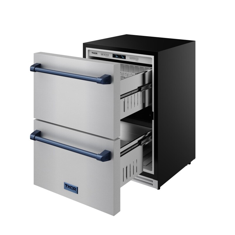24 Inch Undercounter Built-in Or Freestanding Drawer Refrigerator Stainless Steel/blue Gordon Ramsay Series RF24UBLU