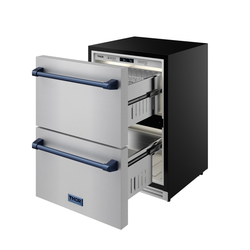 24 Inch Undercounter Built-in Or Freestanding Drawer Refrigerator Stainless Steel/blue Gordon Ramsay Series RF24UBLU