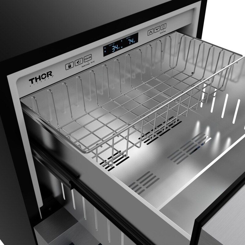 24 Inch Undercounter Built-in Or Freestanding Drawer Refrigerator Stainless Steel/blue Gordon Ramsay Series RF24UBLU