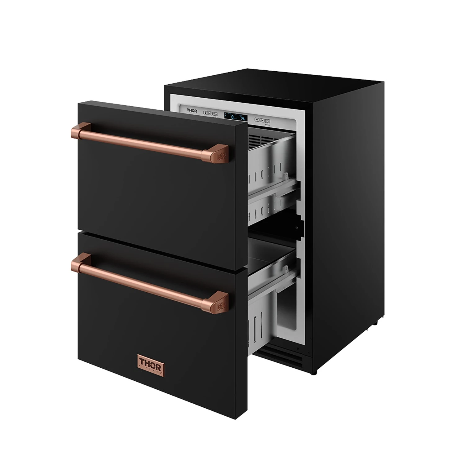 24" Undercounter Built-in Or Freestanding Drawer Refrigerator Black/rose Gold Gordon Ramsay Series RF24UBRSG