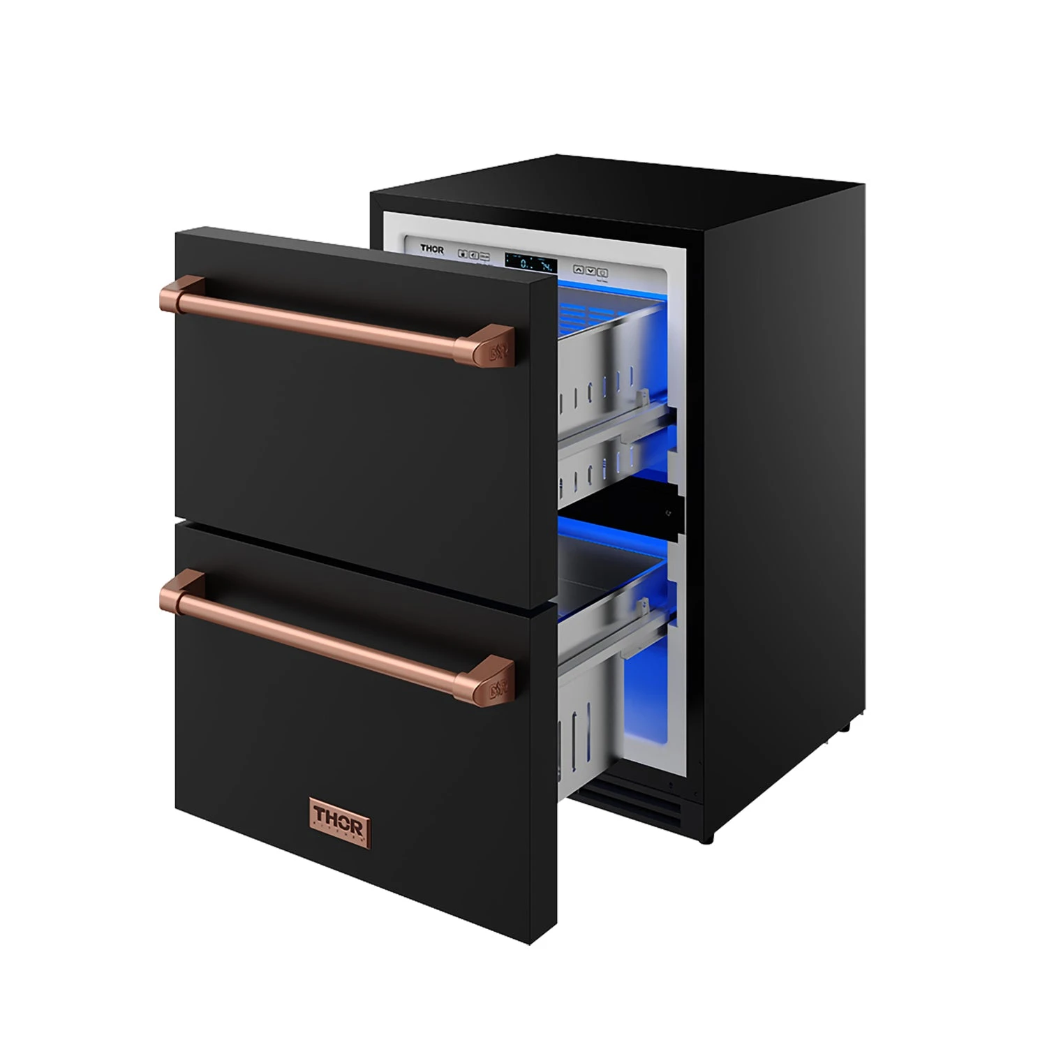 24" Undercounter Built-in Or Freestanding Drawer Refrigerator Black/rose Gold Gordon Ramsay Series RF24UBRSG