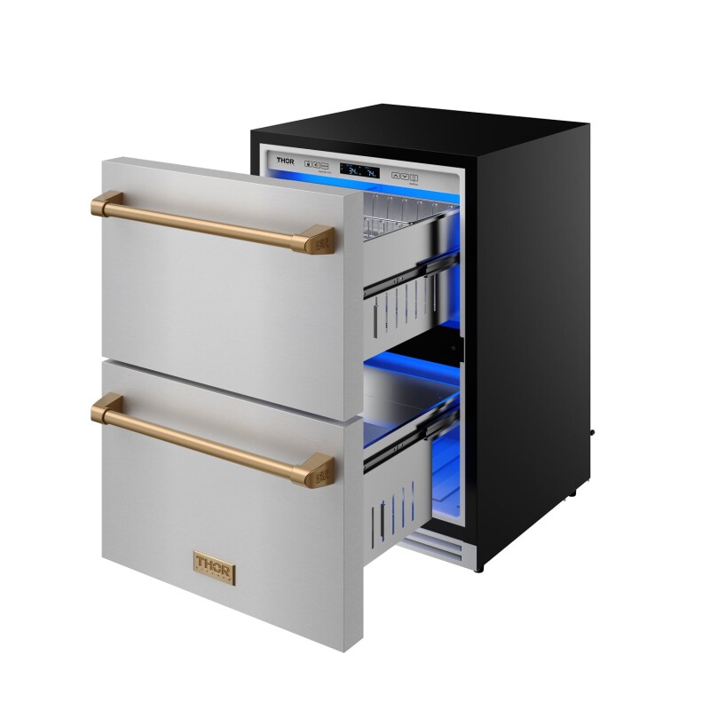 24 Inch Undercounter Built-in Or Freestanding Drawer Refrigerator Stainless Steel/bronze Gordon Ramsay Series RF24UBRZ