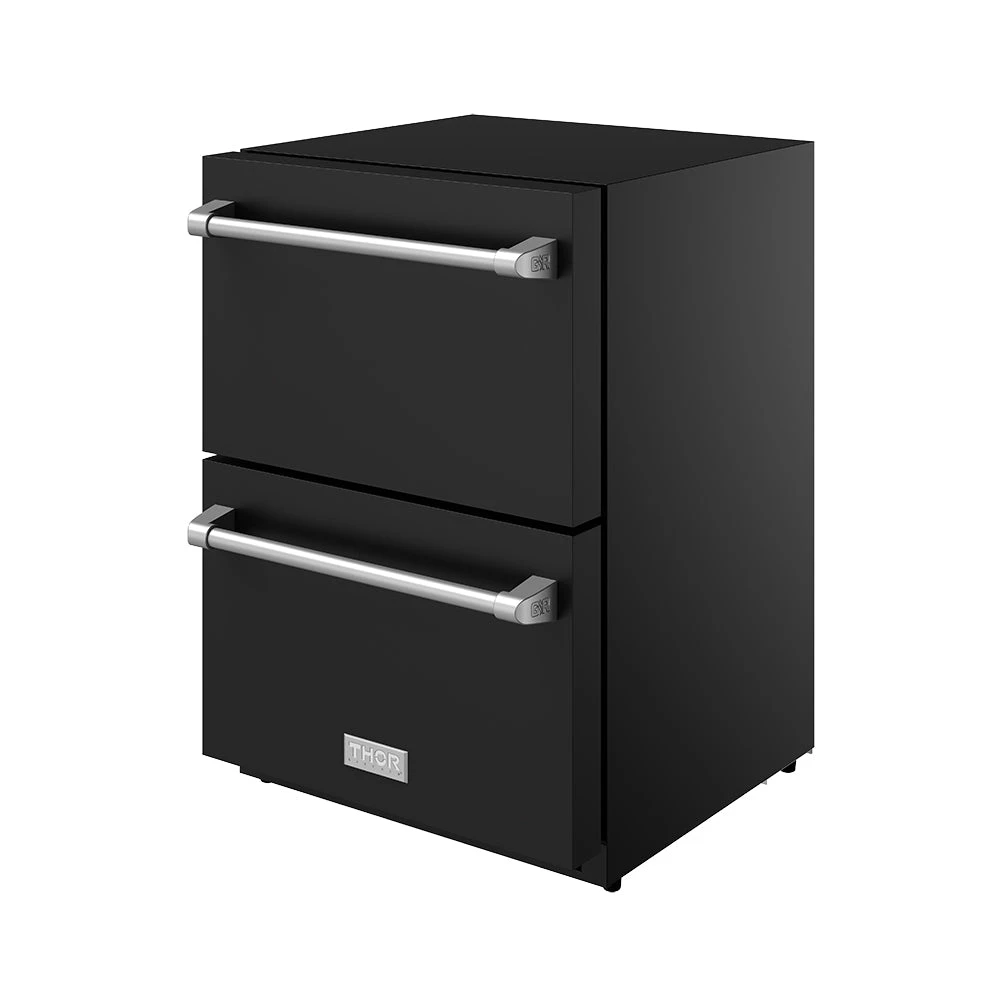 24" Undercounter Built-in Or Freestanding Drawer Refrigerator Black/stainless Steel Gordon Ramsay Series RF24UBSS