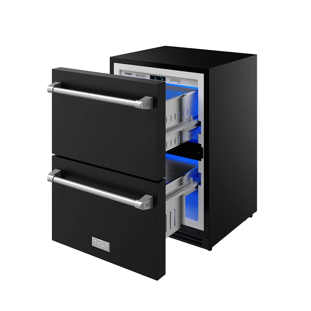 24" Undercounter Built-in Or Freestanding Drawer Refrigerator Black/stainless Steel Gordon Ramsay Series RF24UBSS