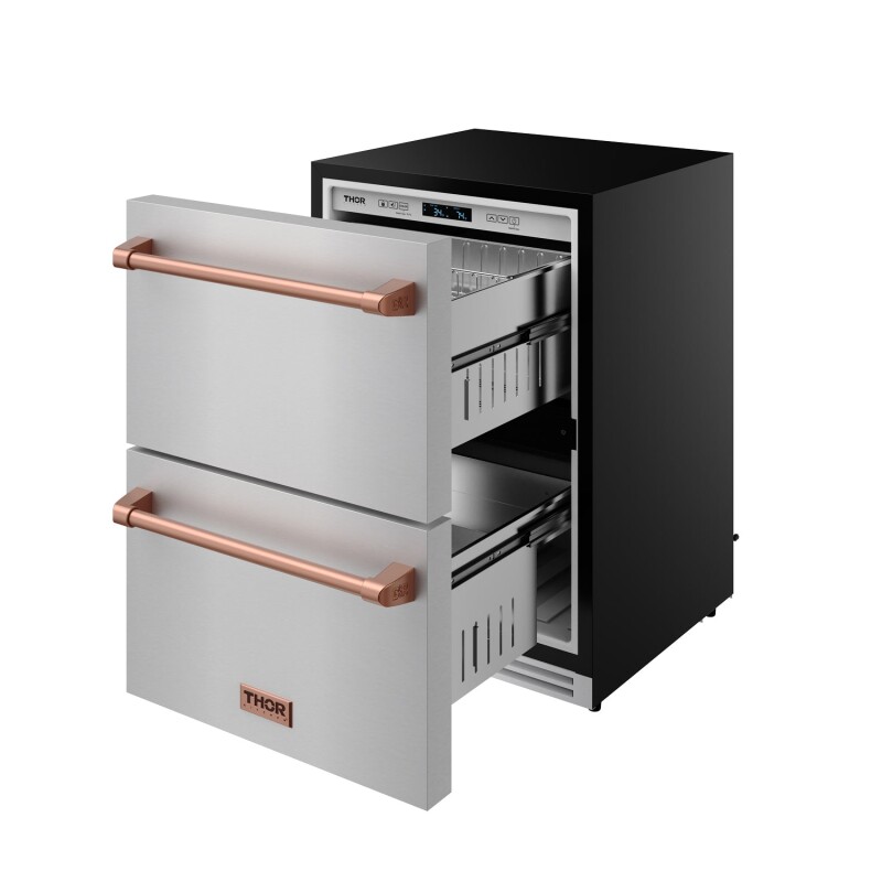24 Inch Undercounter Built-in Or Freestanding Drawer Refrigerator Stainless Steel/rose Gold Gordon Ramsay Series RF24URSG