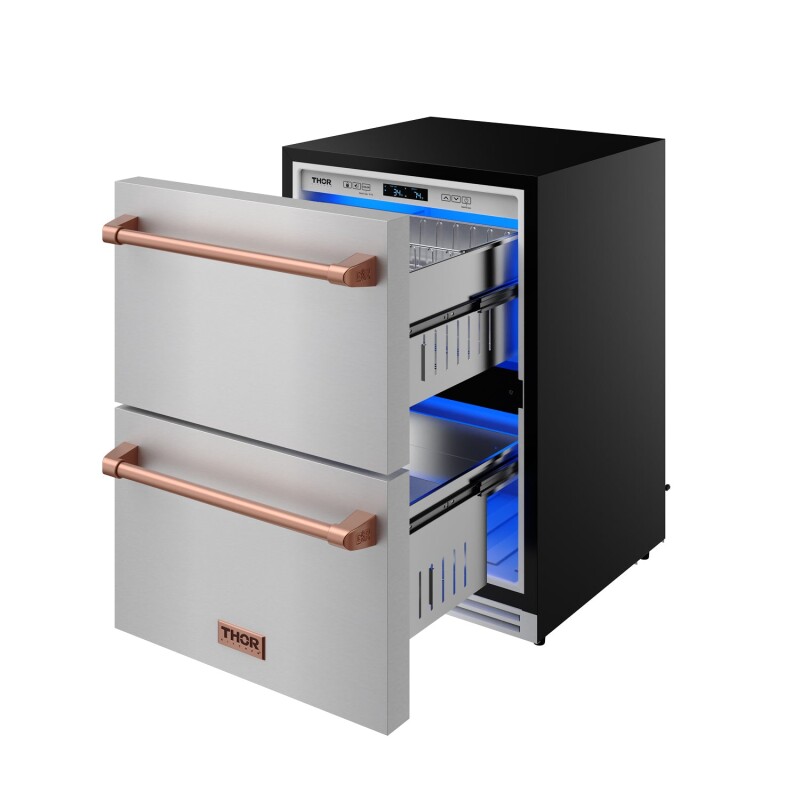 24 Inch Undercounter Built-in Or Freestanding Drawer Refrigerator Stainless Steel/rose Gold Gordon Ramsay Series RF24URSG