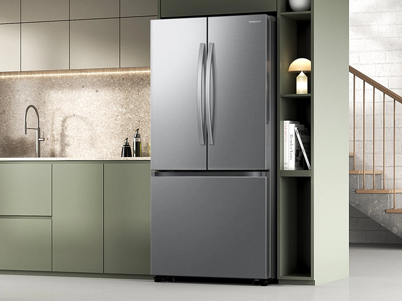 Bespoke AI 3-Door French Door Auto Ice Maker | All-Around Cooling 25 cu. ft. RF25C5A01SRAA