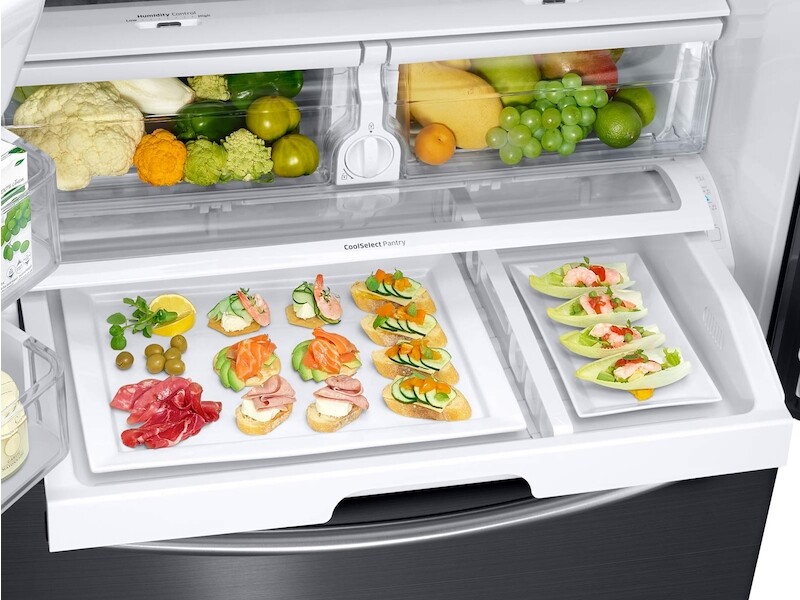 25 cu. ft. French Door Refrigerator with External Water & Ice Dispenser in Black Stainless Steel RF263BEAESG