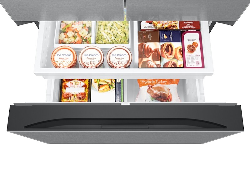 26 cu. ft. Mega Capacity Counter Depth 3-Door French Door Refrigerator with External Water and Ice Dispenser in Stainless Steel RF27CG5B10SRAA