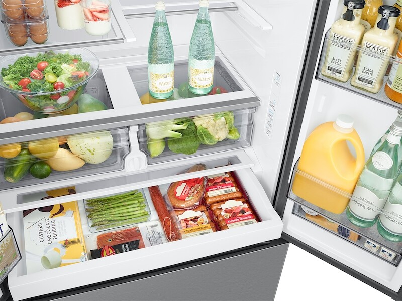 26 cu. ft. Mega Capacity Counter Depth 3-Door French Door Refrigerator with External Water and Ice Dispenser in Stainless Steel RF27CG5B10SRAA