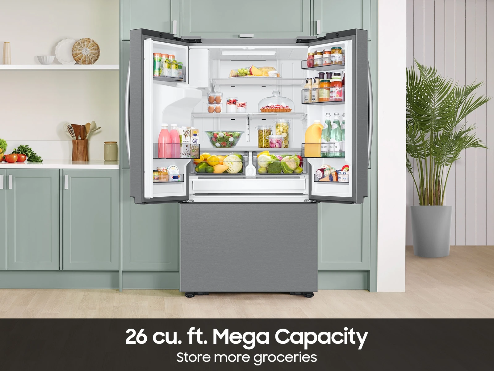 Bespoke AI 3-Door French Door Mega Capacity | External Water & Ice Dispenser | 26 cu. ft. RF27CG5B30SRAA