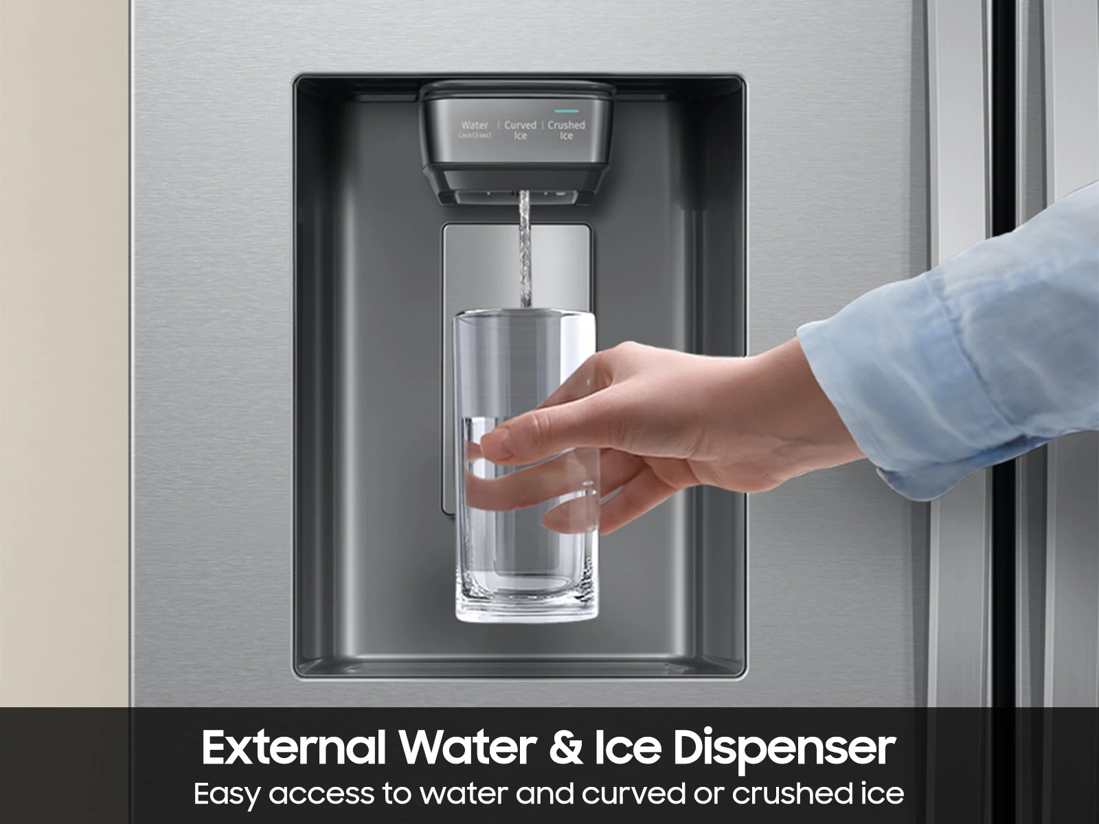 Bespoke AI 3-Door French Door Mega Capacity | External Water & Ice Dispenser | 26 cu. ft. RF27CG5B30SRAA