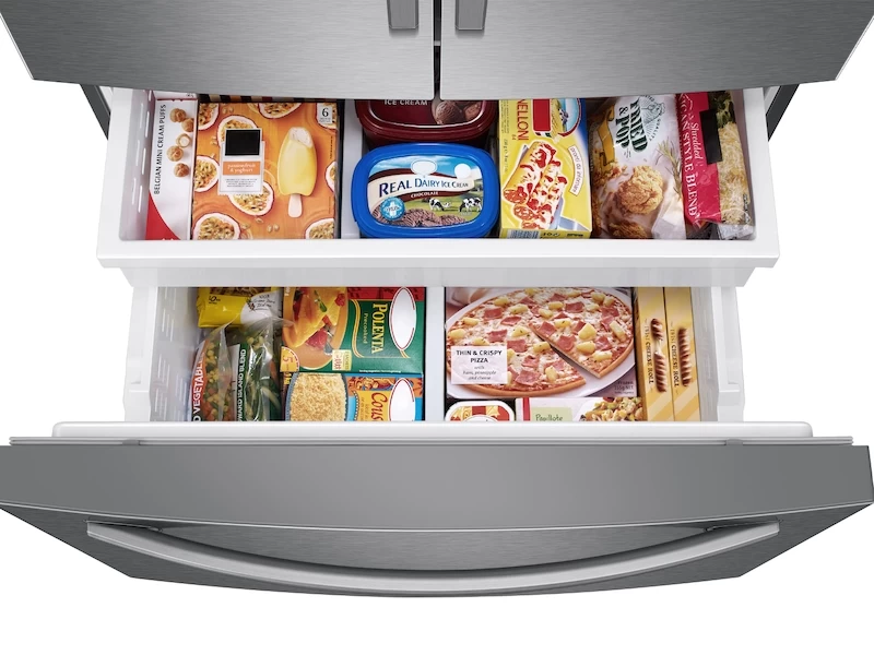 27 cu. ft. Large Capacity 3-Door French Door Refrigerator with External Water & Ice Dispenser RF27T5201SR