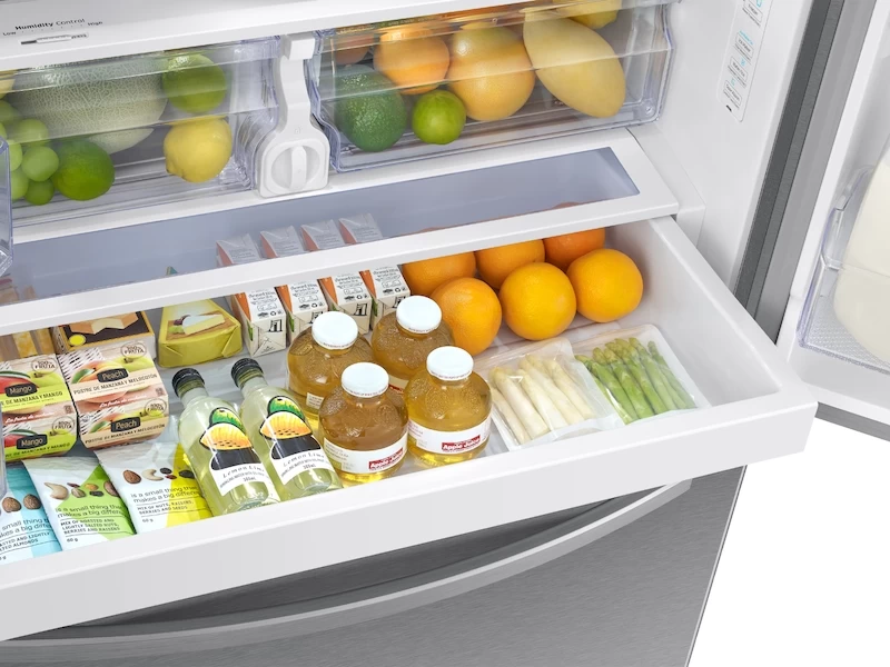 27 cu. ft. Large Capacity 3-Door French Door Refrigerator with External Water & Ice Dispenser RF27T5201SR