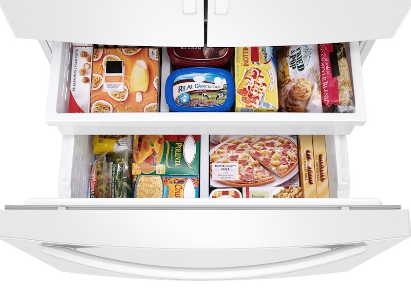 27 cu. ft. Large Capacity 3-Door French Door Refrigerator with External Water & Ice Dispenser in White RF27T5201WWAA