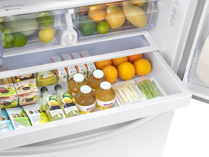 27 cu. ft. Large Capacity 3-Door French Door Refrigerator with External Water & Ice Dispenser in White RF27T5201WWAA