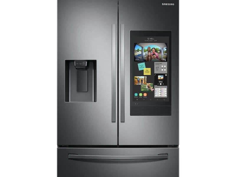 26.5 cu. ft. Large Capacity 3-Door French Door Refrigerator with Family Hub™ and External Water & Ice Dispenser in Black Stainless Steel RF27T5501SGAA