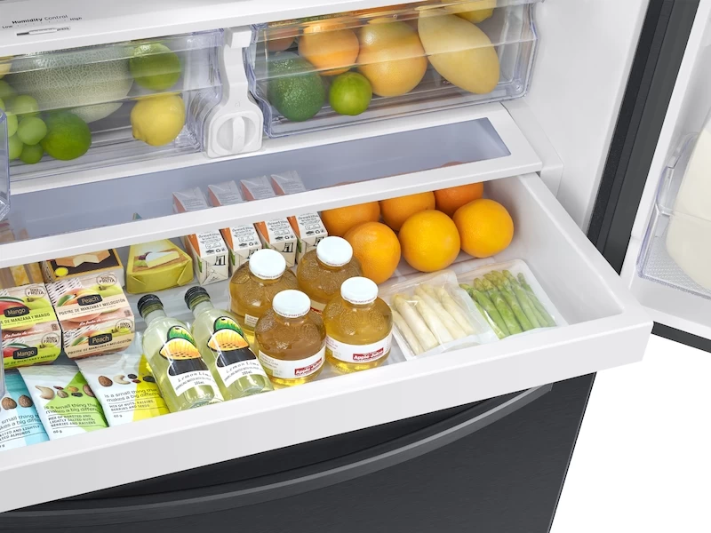 26.5 cu. ft. Large Capacity 3-Door French Door Refrigerator with Family Hub™ and External Water & Ice Dispenser in Black Stainless Steel RF27T5501SGAA