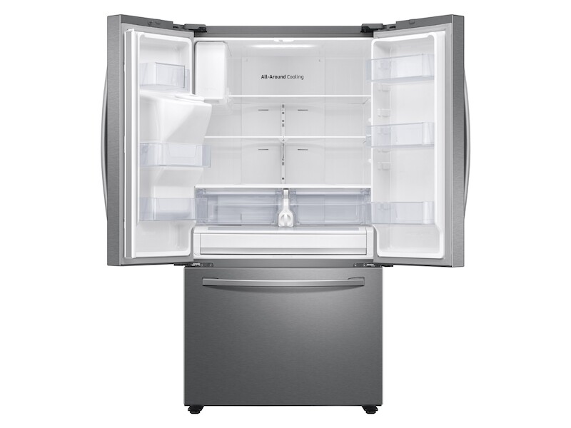 26.5 cu. ft. Large Capacity 3-Door French Door Refrigerator with Family Hub and External Water & Ice Dispenser RF27T5501SR