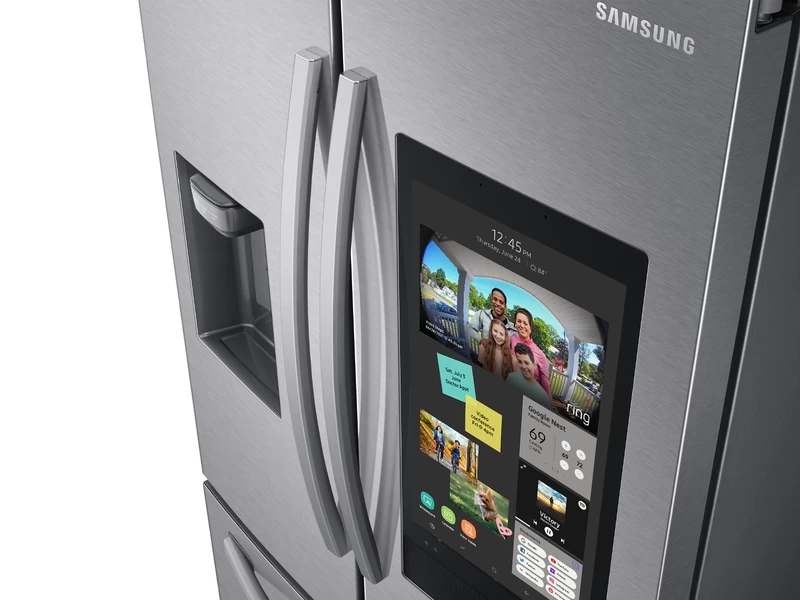26.5 cu. ft. Large Capacity 3-Door French Door Refrigerator with Family Hub and External Water & Ice Dispenser RF27T5501SR