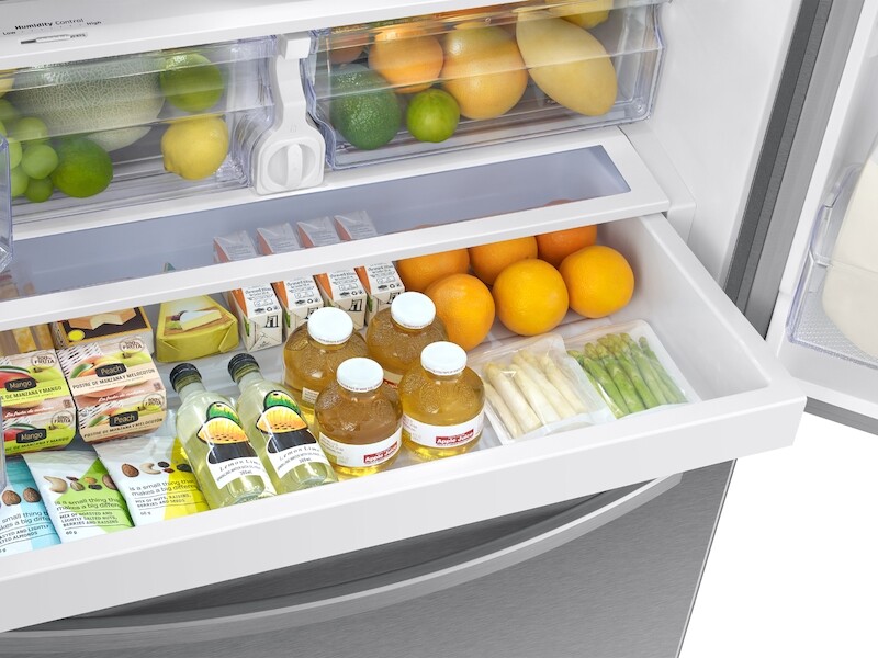 26.5 cu. ft. Large Capacity 3-Door French Door Refrigerator with Family Hub and External Water & Ice Dispenser RF27T5501SR