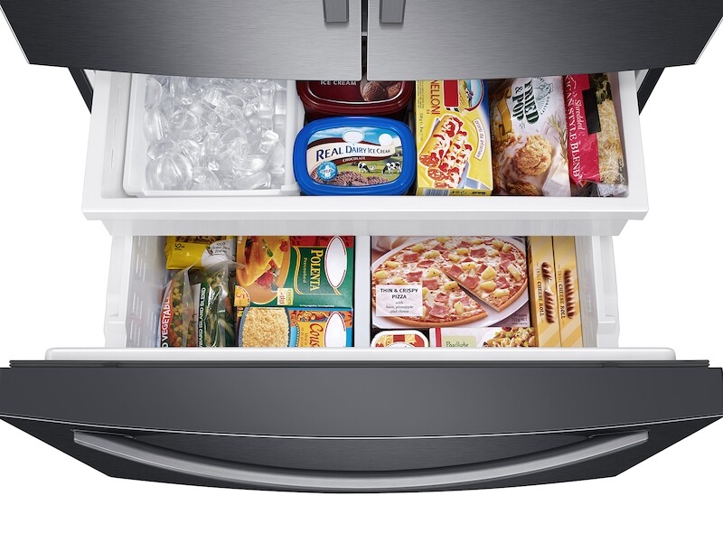 28 cu. ft. Large Capacity 3-Door French Door Refrigerator with AutoFill Water Pitcher in Black Stainless Steel RF28T5021SGAA