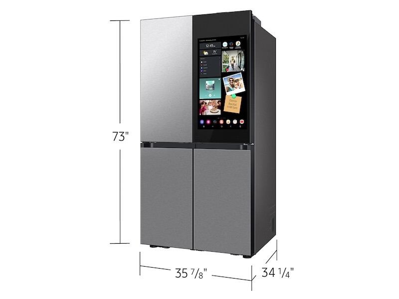 Bespoke 4 Door Flex Refrigerator 29 Cu Ft With Family Hub In Charcoal Glass Top And Stainless Steel Bottom RF29CB9900QKAA