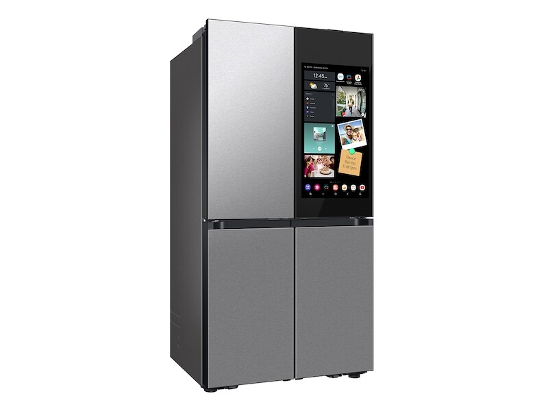 Bespoke 4 Door Flex Refrigerator 29 Cu Ft With Family Hub In Charcoal Glass Top And Stainless Steel Bottom RF29CB9900QKAA