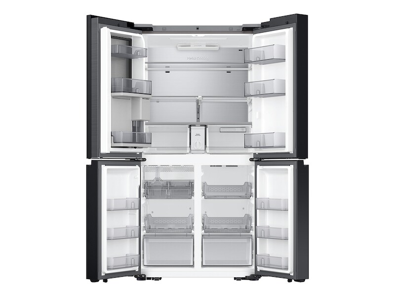 Bespoke 4 Door Flex Refrigerator 29 Cu Ft With Family Hub In Charcoal Glass Top And Stainless Steel Bottom RF29CB9900QKAA