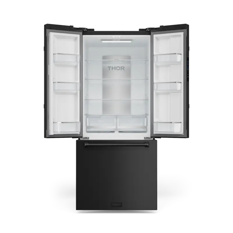 30 Inch 17.5 Cu Ft French Door Counter Depth Refrigerator With Ice Maker In Black Gordon Ramsay Series RF3017FFD00