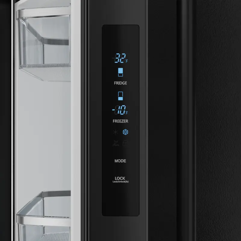 30 Inch 17.5 Cu Ft French Door Counter Depth Refrigerator With Ice Maker In Black Gordon Ramsay Series RF3017FFD00