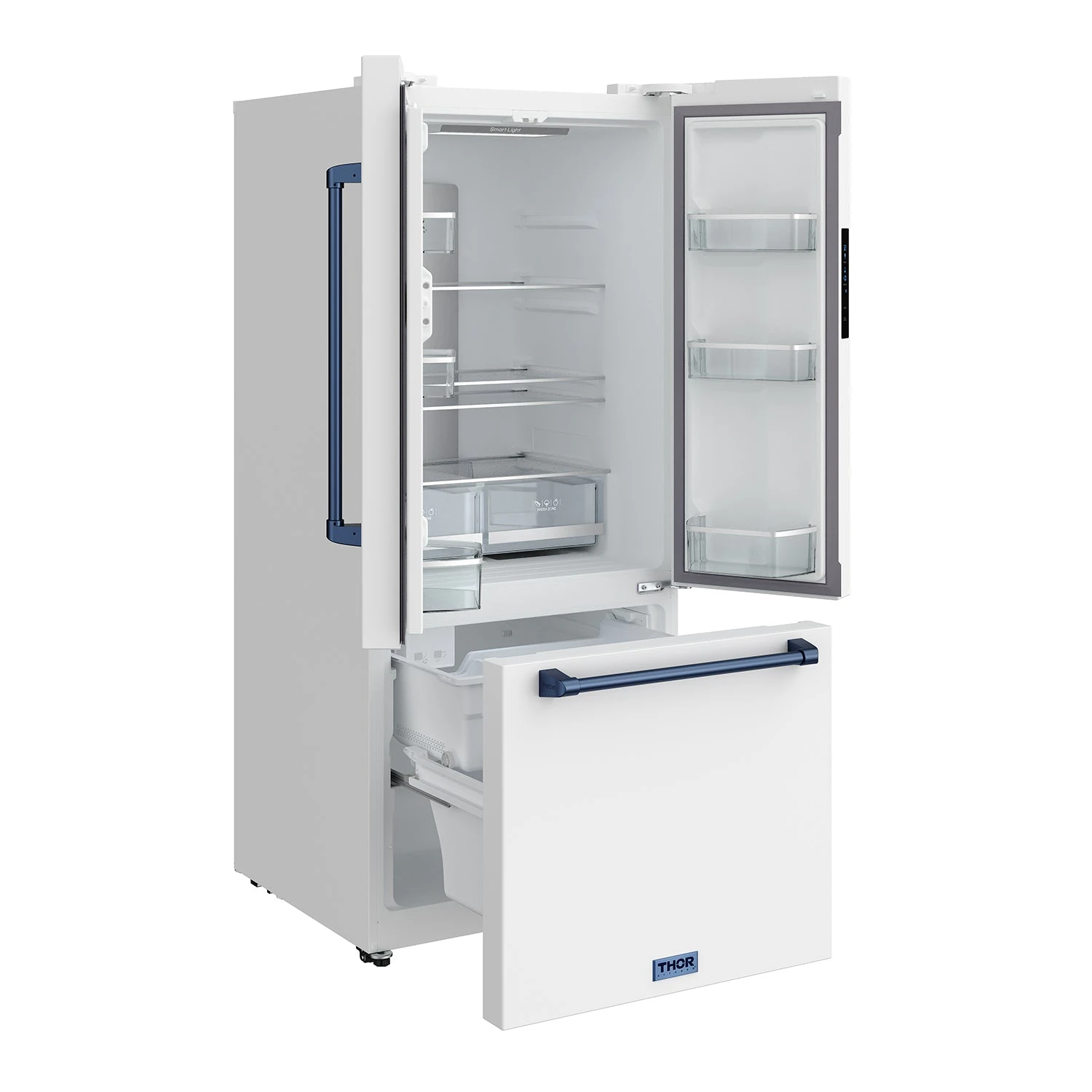 30 Inch French Door Counter Depth Refrigerator With Ice Maker White/blue Gordon Ramsay Series RF3017FFDWBLU