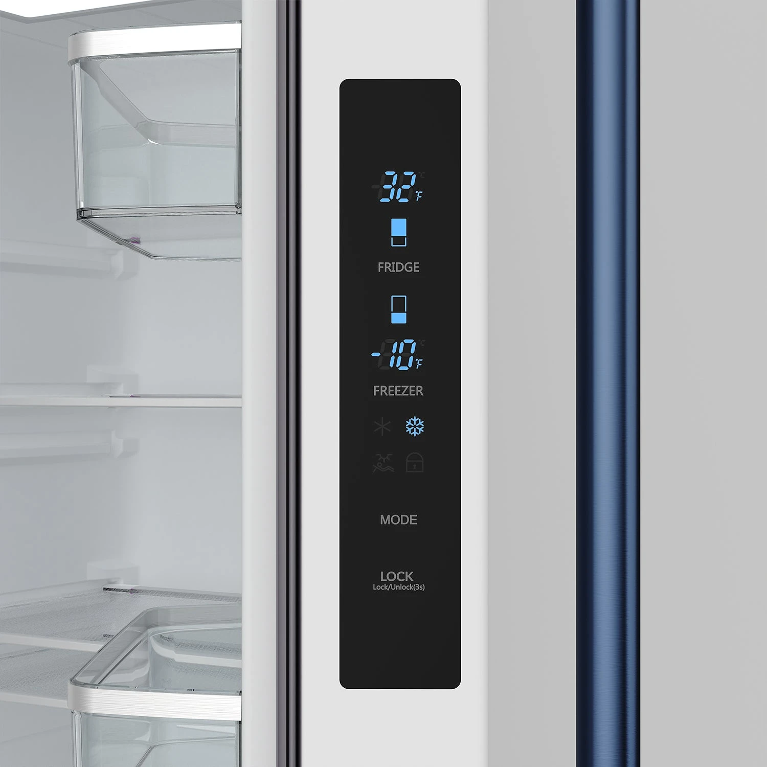 30 Inch French Door Counter Depth Refrigerator With Ice Maker White/blue Gordon Ramsay Series RF3017FFDWBLU