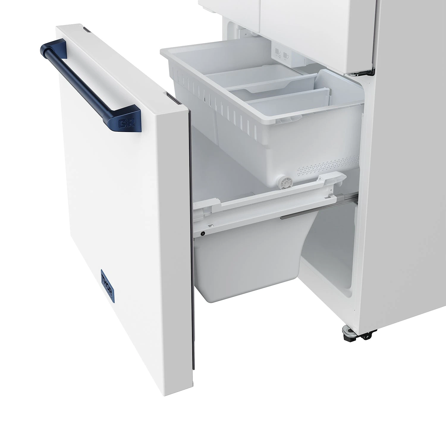 30 Inch French Door Counter Depth Refrigerator With Ice Maker White/blue Gordon Ramsay Series RF3017FFDWBLU
