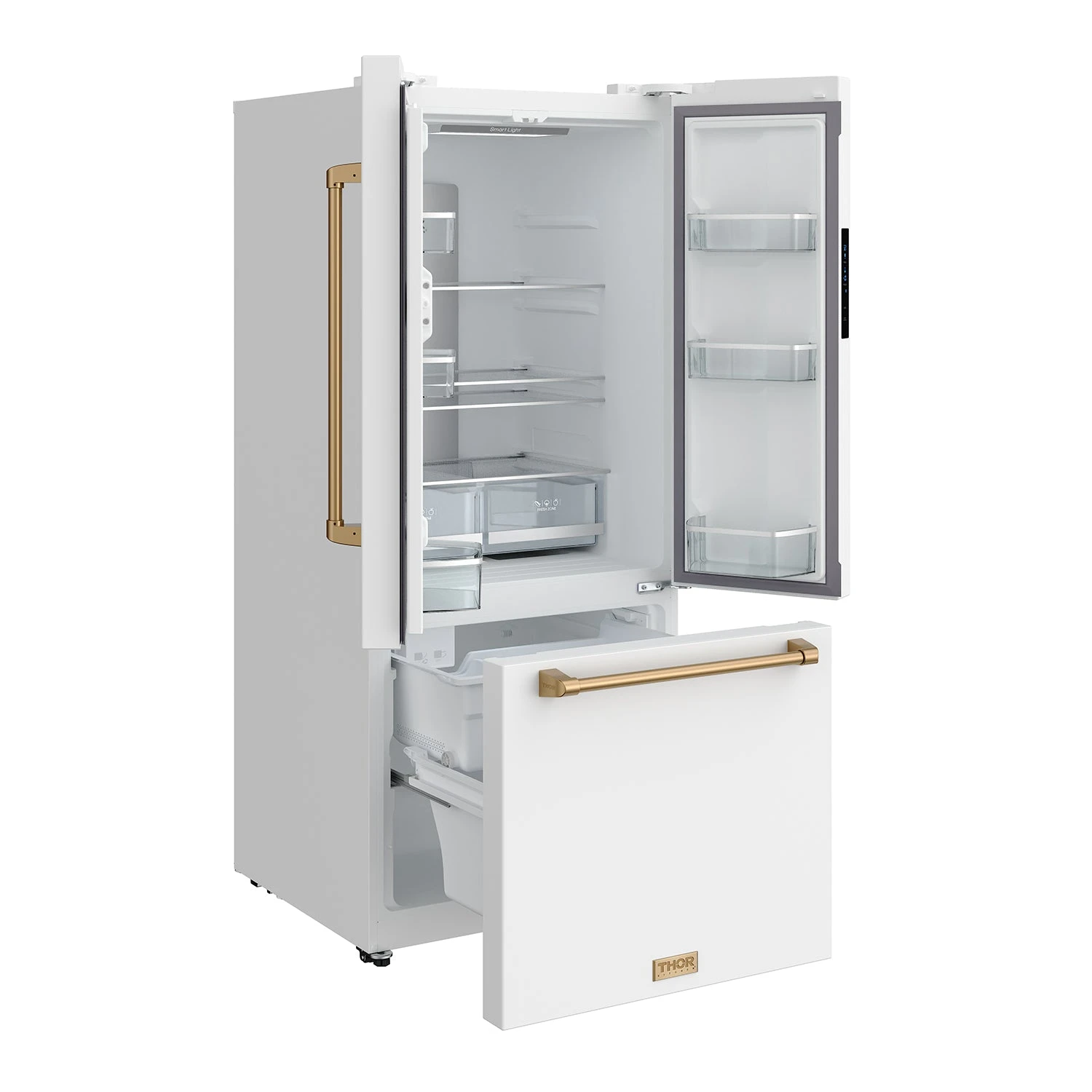 30 Inch French Door Counter Depth Refrigerator With Ice Maker White/bronze Gordon Ramsay Series RF3017FFDWBRZ