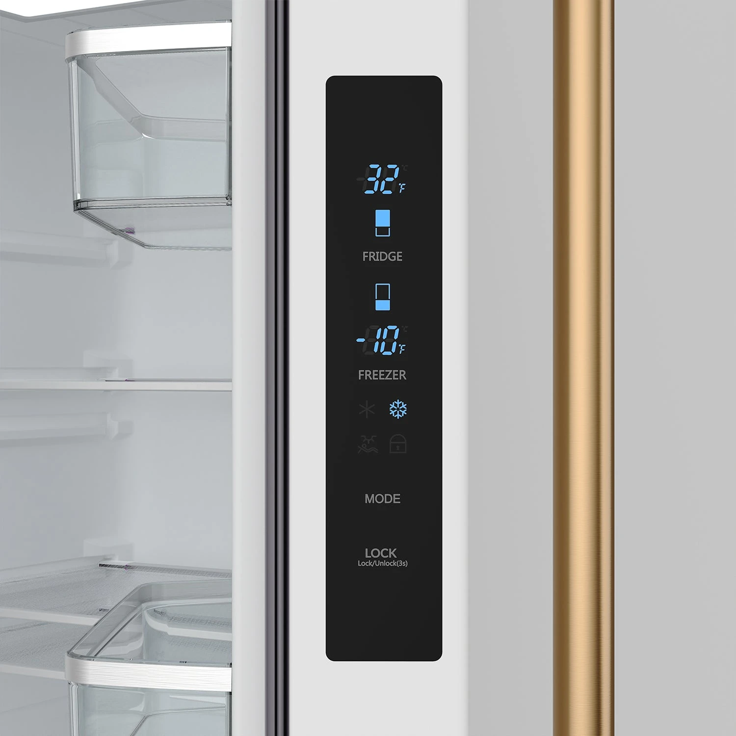 30 Inch French Door Counter Depth Refrigerator With Ice Maker White/bronze Gordon Ramsay Series RF3017FFDWBRZ