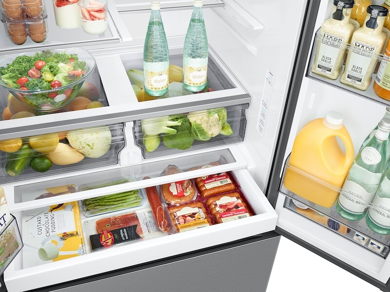 31 Cu Ft Mega Capacity 3 Door French Door Refrigerator With External Water And Ice Dispenser In Stainless RF32CG5B10SRAA