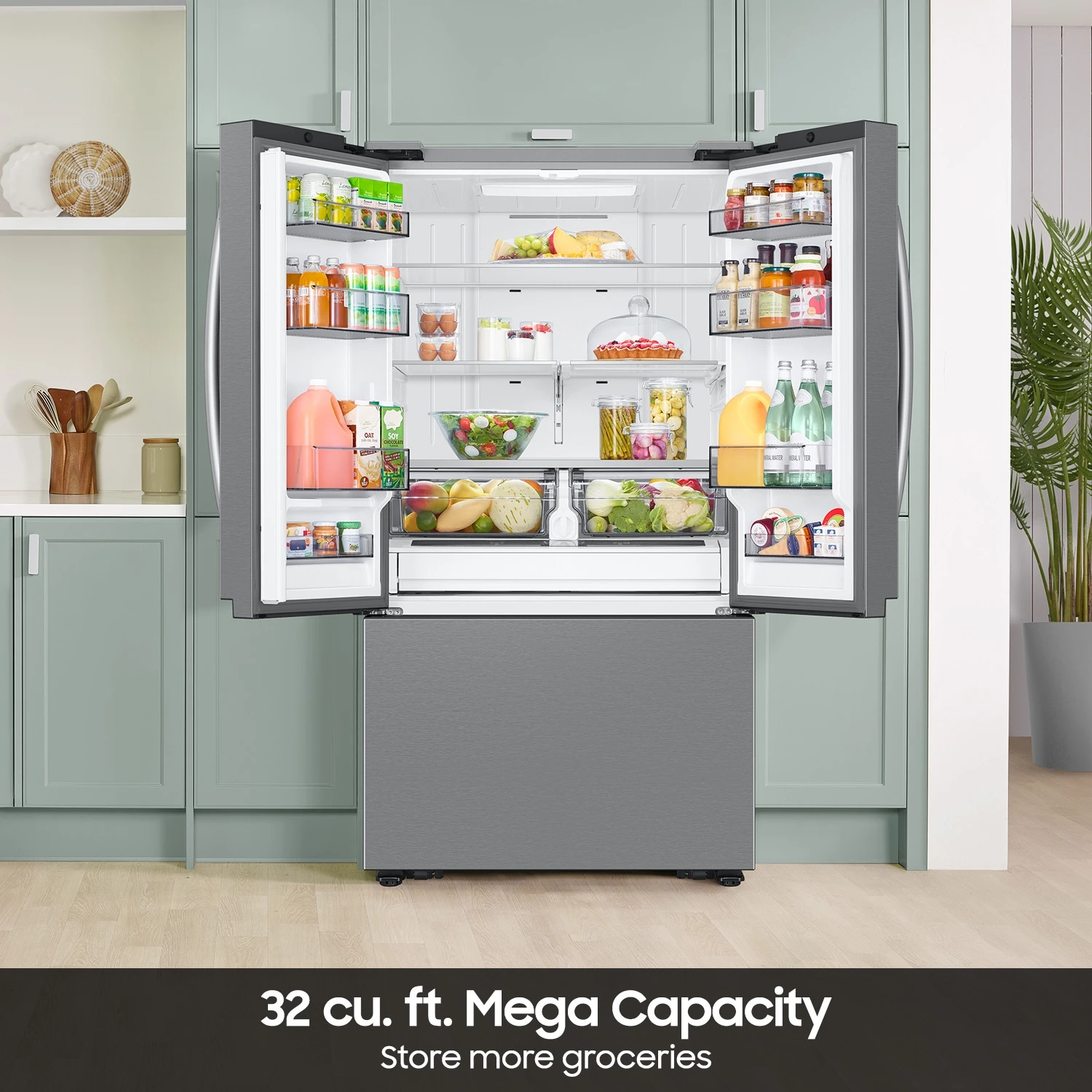 Bespoke AI 3-Door French Door Mega Capacity | Auto Ice Maker 32 cu. ft. RF32CG5D00SRAA