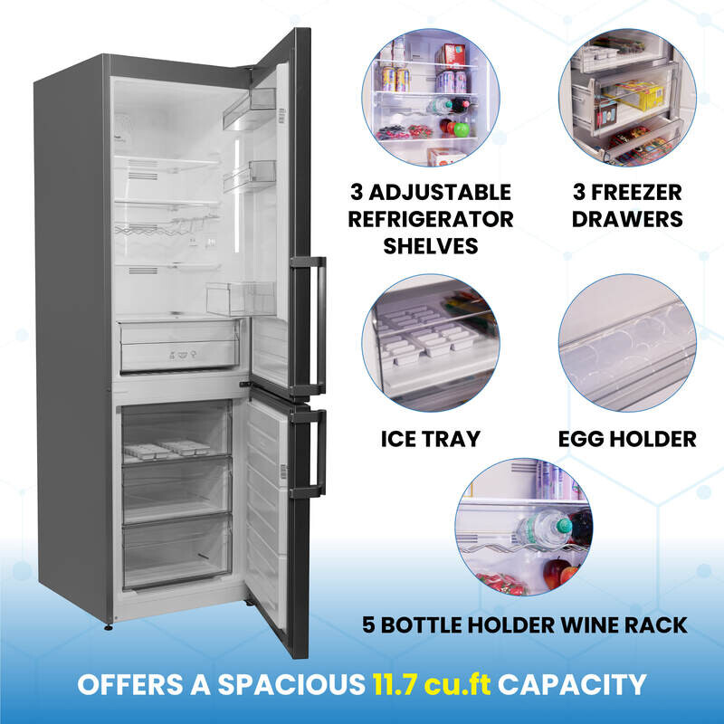 Conserv 12cf No Frost Bottom Freezer Refrigerator Wine Rack GARAGE READY E-Star -- RF331120