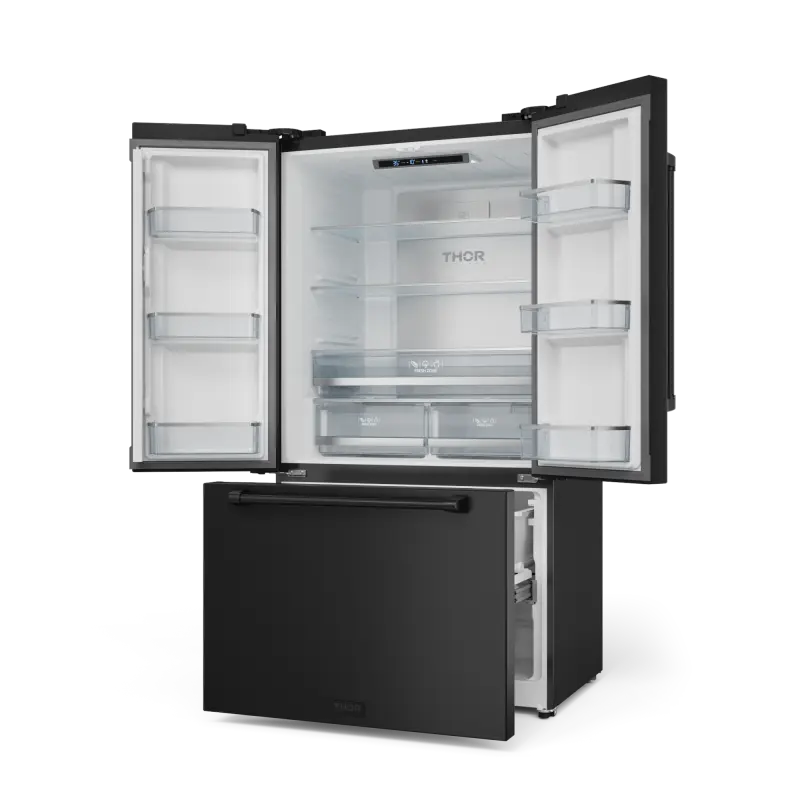 36 Inch 20.3 Cu Ft French Door Counter Depth Refrigerator With Ice Maker In Black Gordon Ramsay Series RF3621CTD00