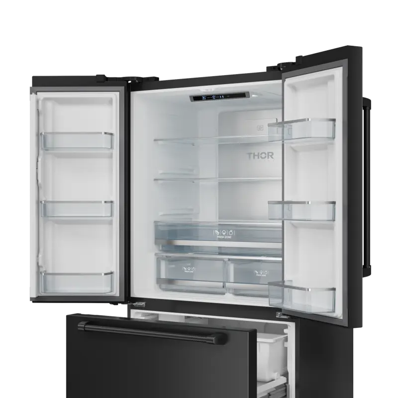 36 Inch 20.3 Cu Ft French Door Counter Depth Refrigerator With Ice Maker In Black Gordon Ramsay Series RF3621CTD00